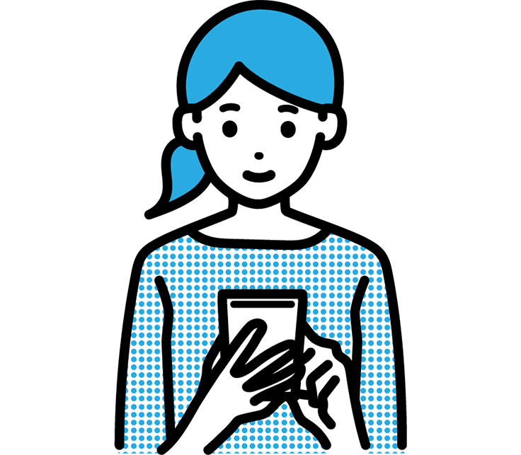 スマートフォンを操作する女性のイラスト